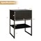 Costway 1/2 PCS Home Nightstand 3-Tier Storage Table with Door Open Shelf Heavy-duty Metal Frame Black